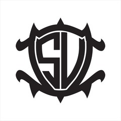 SU Logo monogram isolated with frame shield shape design template