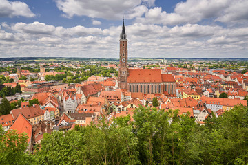 Landshut, Stadt, Aussicht, Burg Trausnitz, Niederbayern, Bayern, Deutschland