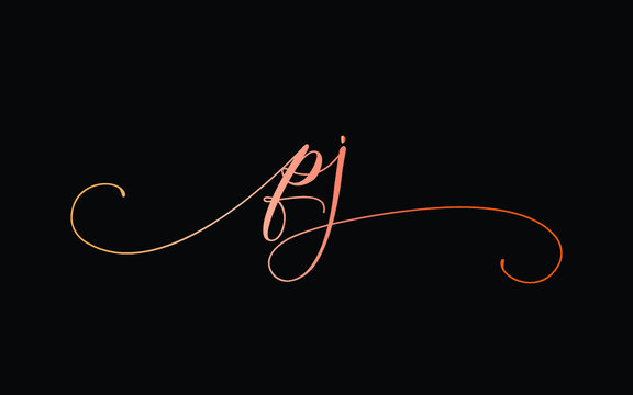 pj or p, j Lowercase Cursive Letter Initial Logo Design, Vector Template