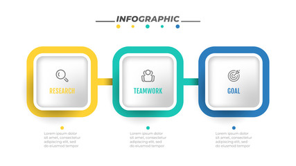 Obraz premium Business infographic diagram design with icons and 3 options or steps. Creative concept for annual report, info chart, web design.