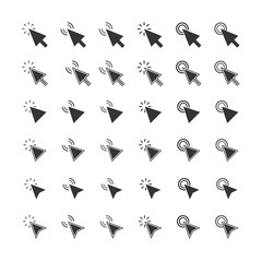 Pointer click icon Isolated on White Background. Clicking Cursor, Waiting Loading Icons. Computer Interface Button.