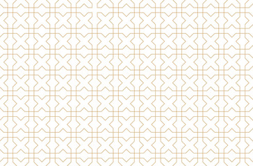 Seamless linear pattern with the intersection of thin polylines and polygons. The effect of optical illusion for design. Modern stylish texture with monochrome trellis. Vector illustration.