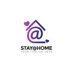 stayhome logo,  with house and symbol vector