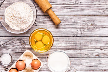 Bakery products -flour, eggs, milk.