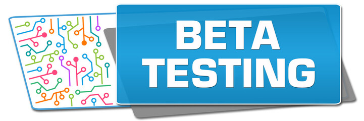 Beta Testing Blue Colorful Circuit Side Rounded Squares 