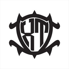 XT Logo monogram isolated with frame shield shape design template