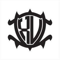 XU Logo monogram isolated with frame shield shape design template