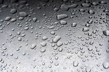 drops of water in a metal surface