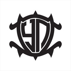YN Logo monogram isolated with frame shield shape design template - obrazy, fototapety, plakaty