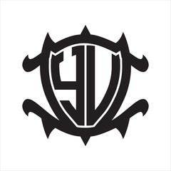 YU Logo monogram isolated with frame shield shape design template
