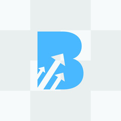 Initial Letter B logo with up arrows.