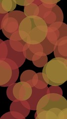 Multicolored translucent circles on a dark background. 3D illustration