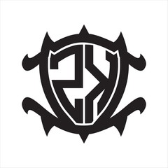 ZK Logo monogram isolated with frame shield shape design template