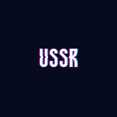 Glitch text word ussr on dark blue background baners, poster, card, design, graphic, background vector