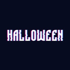 Glitch text word halloween on dark blue background baners, poster, card, celebrity, design, graphic, background, to the holiday vector