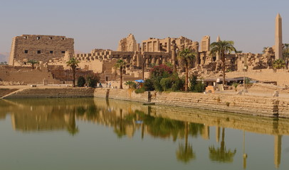 Fototapeta na wymiar Temples of Karnak, view from Sacred Lake