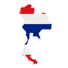 Thailand flag map. Country outline with national flag