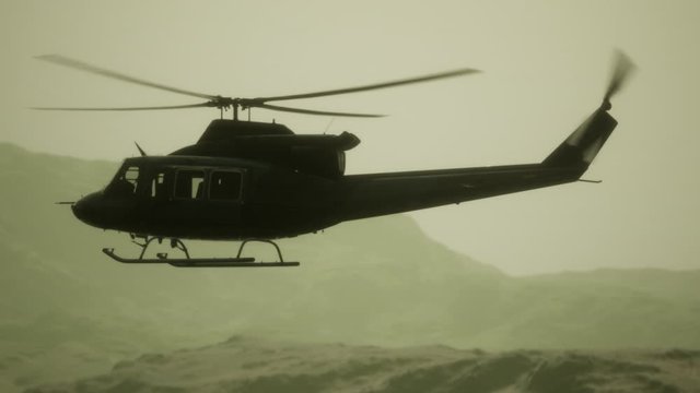 Slow Motion United States military helicopter in Vietnam