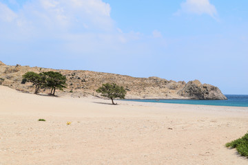 semi-desert landscape at Pachia Ammos beach - Samothraki island, Greece, Aegean sea
