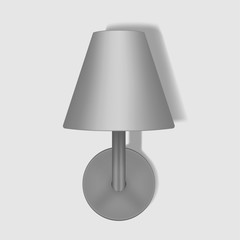 Wall lamp with lampshade, vector mockup. Modern interior night light, template for design