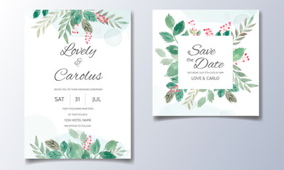 Obraz premium Floral watercolor wedding invitation card