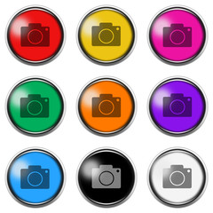 Camera button icon set isolated on white with clipping path
