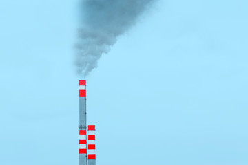 Environmental pollution, environmental problem, smoke from the chimney of an industrial plant or...