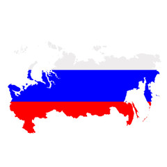 Russia flag map. Country outline with national flag