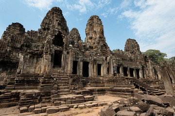 Fototapeta na wymiar Spires of Bayon Temple in Angkor Thom, Siem Reap, Cambodia