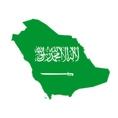 Saudi Arabia flag map. Country outline with national flag
