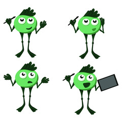 Obraz premium four stickers with emotions. fictional character amphibian. digital artist. flat design