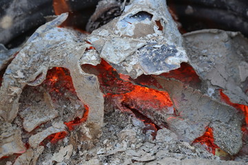 texture of the background of smoldering hot coals