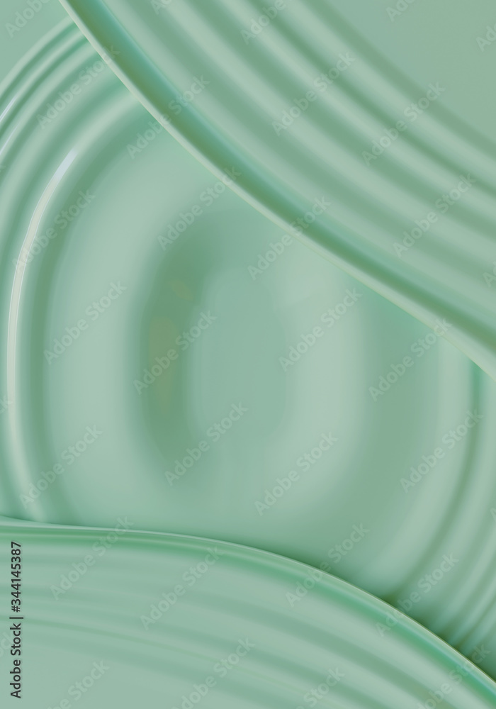 Wall mural minimal background for soft and smooth concept. green cream ripple surface background. 3d rendering 