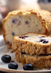 Sliced Blueberry Streusel Loaf Bread