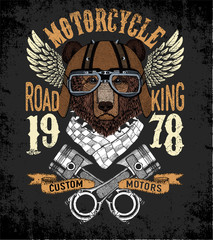 Motorcycle, biker. Print for tee shirt, poster, logo, emblem, embroidery