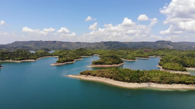 Aerial view of Ta Dung lake or Dong Nai 3 lake. The reservoir for power generation by hydropower in Dac Nong ( Dak Nong ), Vietnam.