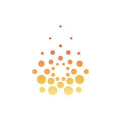 Abstract flame symbol, fire logo concept, orange dots vector icon