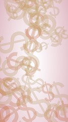 Multicolored translucent dollar signs on white background. 3D illustration