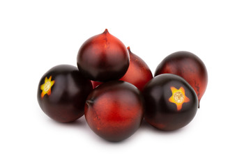 Black and red tomato indigo rose isolated on white background