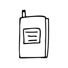 Hand drawn book isolated on a white background. Doodle, simple outline illustration. It can be used for decoration of textile, paper and other surfaces.