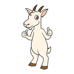 Fototapeta na wymiar Vector Cartoon Goat Giving Thumbs Up Illustration