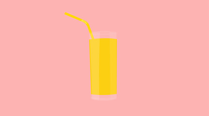Vector Isolated Illustration of a Glass of Orange Juice with a Straw