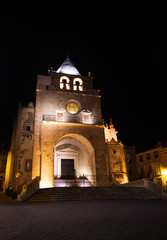 Facade of Elvas main church, Our Lady of the Assumption, by night