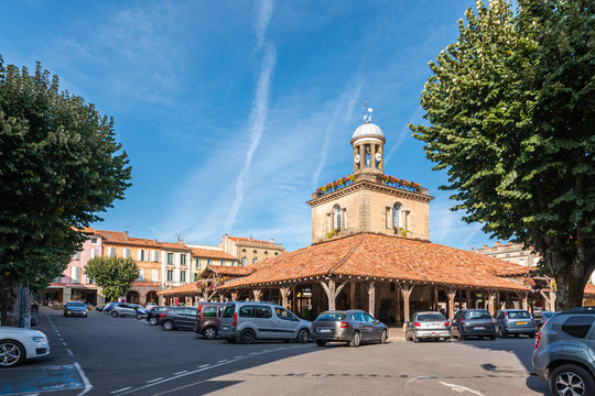 Historic covered market hall in the French village of Revel, Haute-Garonne