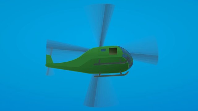 h&eacute;licopt&egrave;re en vol stationnaire avec ouverture de la porte (dessin anim&eacute;, ciel bleu,fond blanc, transparence et couche alpha)	
