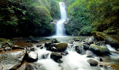 Fototapeta premium Sekar Langit waterfall in Magelang, Central Java. Natural waterfall in the forest