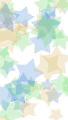 Multicolored translucent stars on a white background. Green tones. 3D illustration