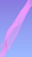 Pink wave on blue sky abstract background. Fluttering pink scarf. Waving on wind pink fabric. Vertical orientation. 3D illustration