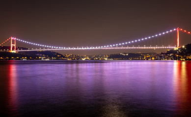 Istanbul Bosphorus Bridge landscape at night