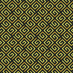 Abstract geometric gold seamless pattern on a black background. Golden geometric illustration.